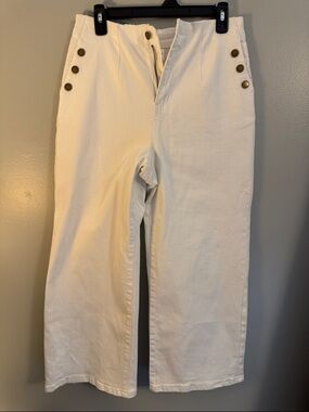 Passport White High-Rise Button-Front Pants